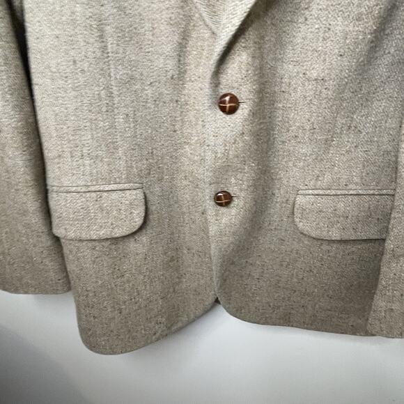 VTG Clubman Anderson Little Tan Beige Wool Blazer Sport Jacket Elbow Patches 40S - Picture 6 of 15